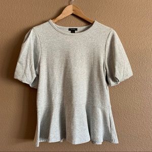 Halogen Peplum Grey Light Heather Top Size XS